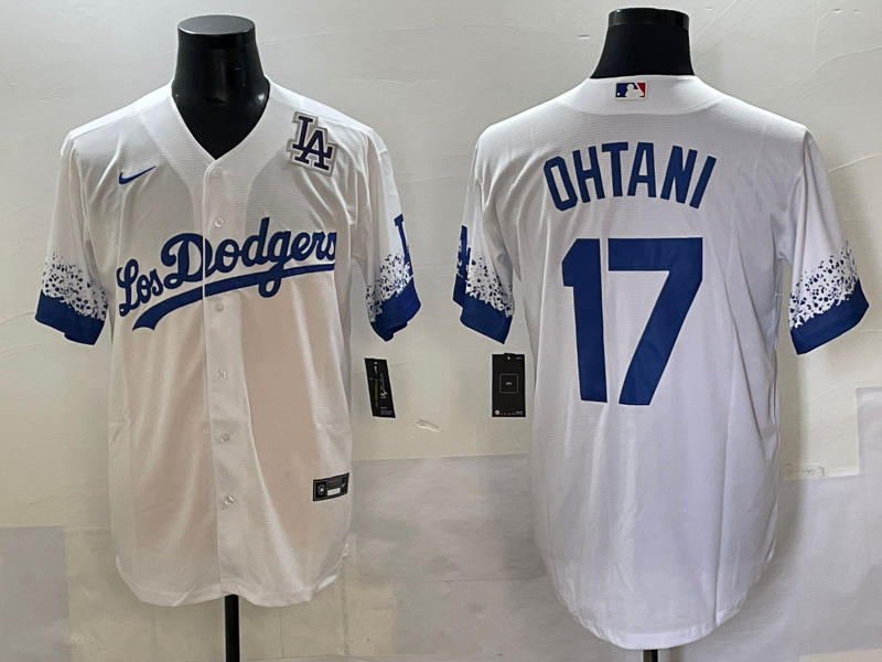 Men 2025 Los Angeles Dodgers 17 Ohtani white Nike MLB Jersey style 1